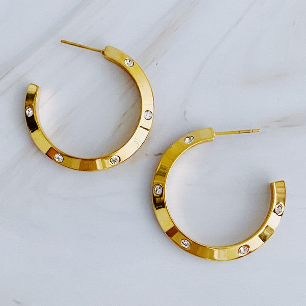 Jewel Studded Dimensional Hoop Earrings - 1985 the VAULT Boutique