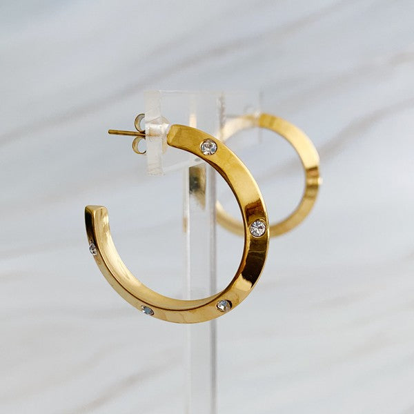 Jewel Studded Dimensional Hoop Earrings - 1985 the VAULT Boutique