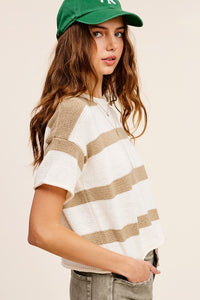 Lightweight Stripe Sweater Short Sleeve Top - 1985 the VAULT Boutique