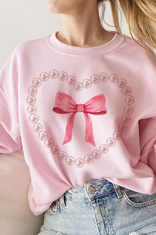 PEARL HEART BOW GRAPHIC SWEATSHIRT - 1985 the VAULT Boutique