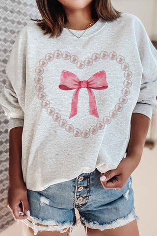 PEARL HEART BOW GRAPHIC SWEATSHIRT - 1985 the VAULT Boutique