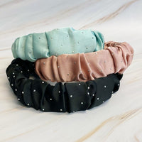 Scrunched Satin Jewel Dotted Headband - 1985 the VAULT Boutique