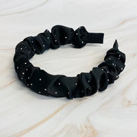 Scrunched Satin Jewel Dotted Headband - 1985 the VAULT Boutique