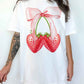 Coquette Strawberry Ribbon Oversized Graphic Tee - 1985 the VAULT Boutique