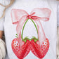Coquette Strawberry Ribbon Oversized Graphic Tee - 1985 the VAULT Boutique