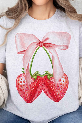 Coquette Strawberry Ribbon Oversized Graphic Tee - 1985 the VAULT Boutique