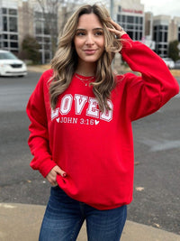 Loved John Red Sweatshirt - 1985 the VAULT Boutique