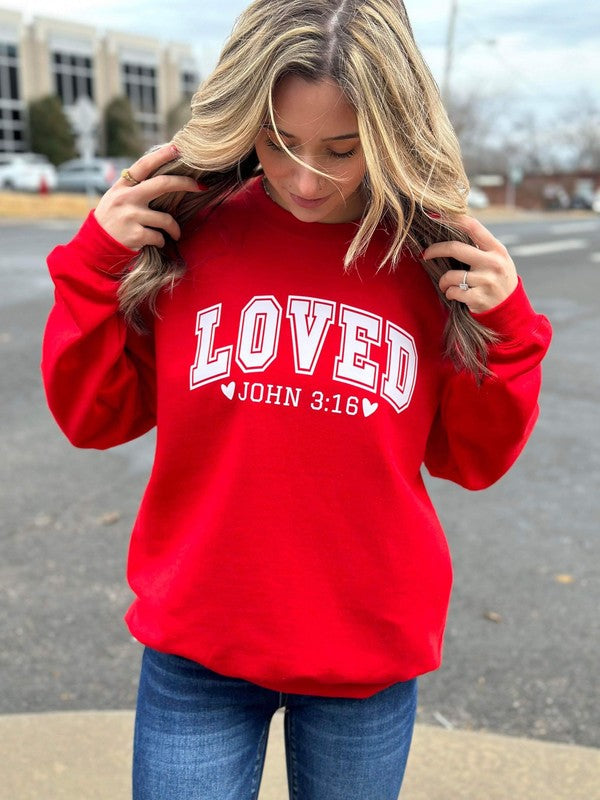 Loved John Red Sweatshirt - 1985 the VAULT Boutique