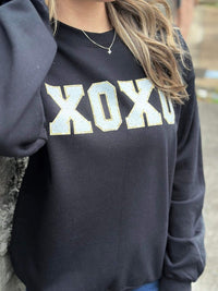 XOXO faux Patch Black Sweatshirt - 1985 the VAULT Boutique