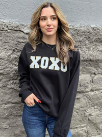 XOXO faux Patch Black Sweatshirt - 1985 the VAULT Boutique