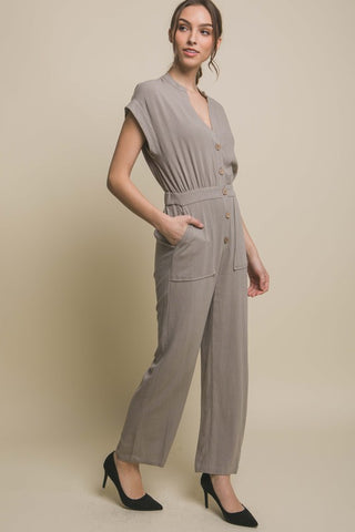 V-Neck Pocketed Jumpsuit - 1985 the VAULT Boutique