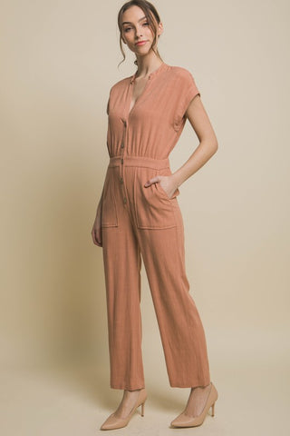 V-Neck Pocketed Jumpsuit - 1985 the VAULT Boutique