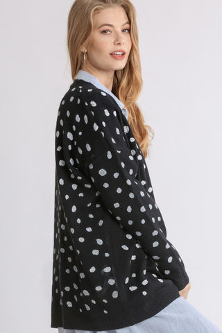 Umgee Polka Dot Open Front Drop Shoulder Cardigan - 1985 the VAULT Boutique