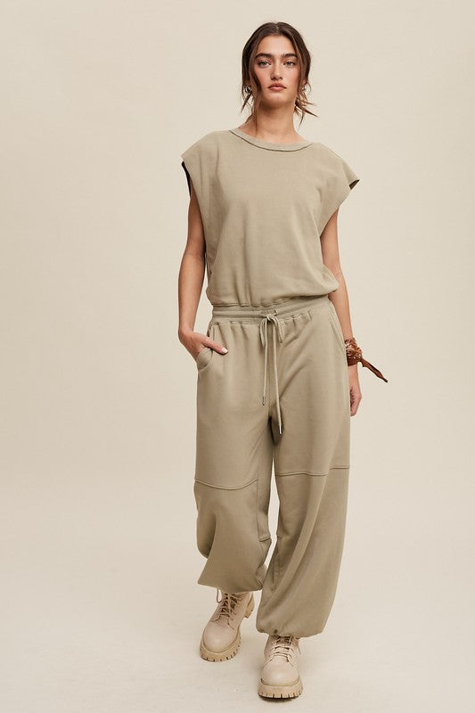 Athleisure French Terry Loose Jogger Jumpsuit - 1985 the VAULT Boutique