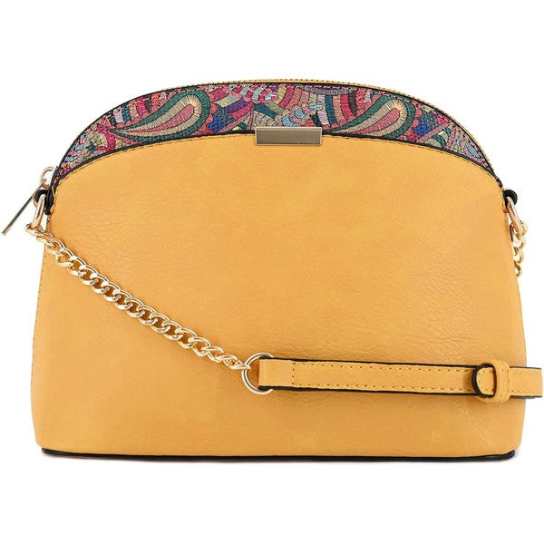 Paisley Accent Small Dome Crossbody Bag - 1985 the VAULT Boutique