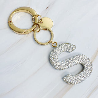 It Girl Glam Initial Key Chain - Crystal Clear - 1985 the VAULT Boutique