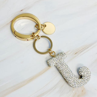 It Girl Glam Initial Key Chain - Crystal Clear - 1985 the VAULT Boutique