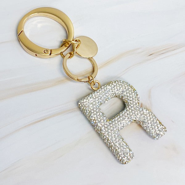 It Girl Glam Initial Key Chain - Crystal Clear