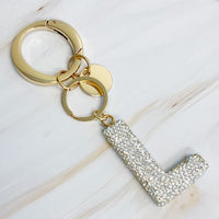 It Girl Glam Initial Key Chain - Crystal Clear