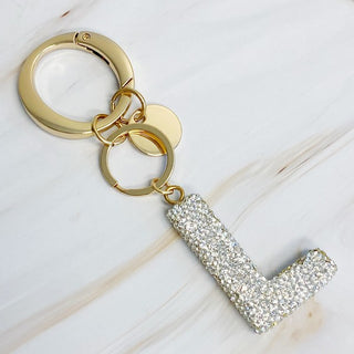 It Girl Glam Initial Key Chain - Crystal Clear - 1985 the VAULT Boutique