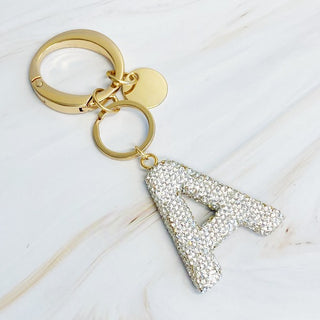 It Girl Glam Initial Key Chain - Crystal Clear - 1985 the VAULT Boutique