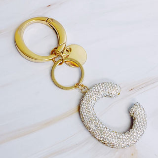 It Girl Glam Initial Key Chain - Crystal Clear - 1985 the VAULT Boutique