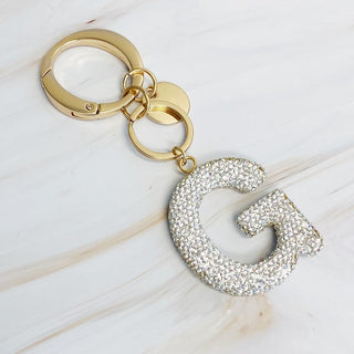 It Girl Glam Initial Key Chain - Crystal Clear - 1985 the VAULT Boutique