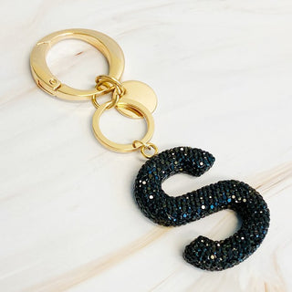 It Girl Glam Initial Key Chain - Black Diamonds - 1985 the VAULT Boutique