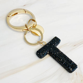 It Girl Glam Initial Key Chain - Black Diamonds - 1985 the VAULT Boutique