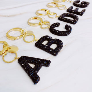 It Girl Glam Initial Key Chain - Black Diamonds - 1985 the VAULT Boutique