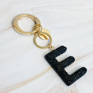 It Girl Glam Initial Key Chain - Black Diamonds - 1985 the VAULT Boutique