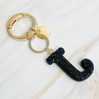 It Girl Glam Initial Key Chain - Black Diamonds - 1985 the VAULT Boutique