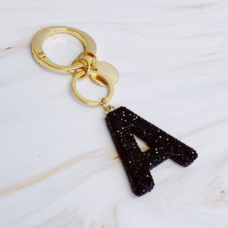 It Girl Glam Initial Key Chain - Black Diamonds - 1985 the VAULT Boutique