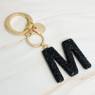 It Girl Glam Initial Key Chain - Black Diamonds - 1985 the VAULT Boutique