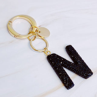 It Girl Glam Initial Key Chain - Black Diamonds - 1985 the VAULT Boutique