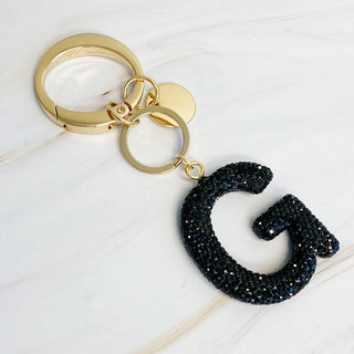 It Girl Glam Initial Key Chain - Black Diamonds - 1985 the VAULT Boutique