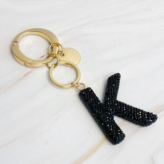 It Girl Glam Initial Key Chain - Black Diamonds - 1985 the VAULT Boutique