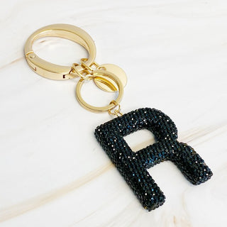 It Girl Glam Initial Key Chain - Black Diamonds - 1985 the VAULT Boutique