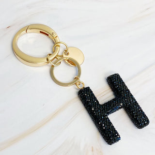 It Girl Glam Initial Key Chain - Black Diamonds - 1985 the VAULT Boutique