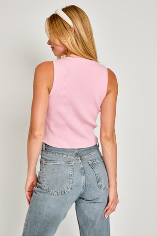 Satin Bow Detail Sleeveless Sweater Top - 1985 the VAULT Boutique