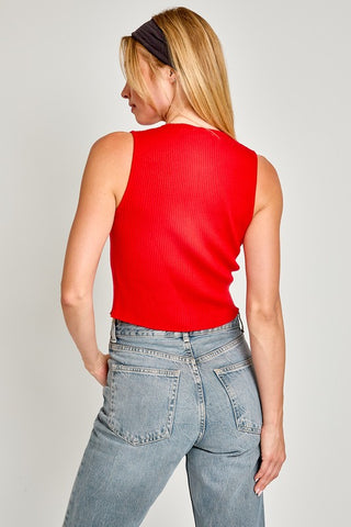 Satin Bow Detail Sleeveless Sweater Top - 1985 the VAULT Boutique