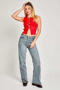 Satin Bow Detail Sleeveless Sweater Top - 1985 the VAULT Boutique