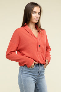 Textured Line Elastic Waist Pullover Top - 1985 the VAULT Boutique