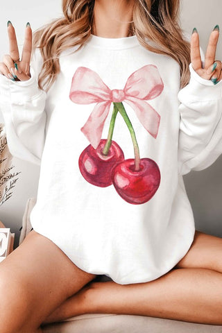 CHERRY BOW COQUETTE GRAPHIC SWEATSHIRT