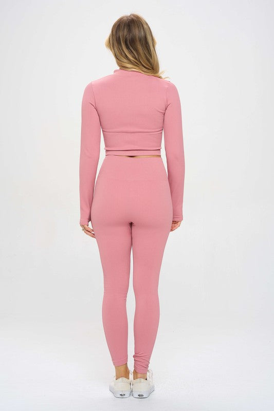 Seamless Ribbed Tracksuit Zip-up Two-Piece Set - 1985 the VAULT Boutique