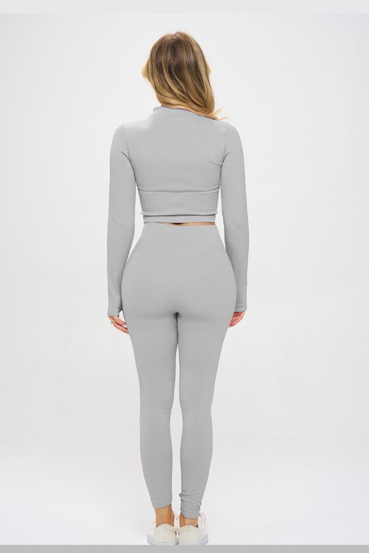 Seamless Ribbed Tracksuit Zip-up Two-Piece Set - 1985 the VAULT Boutique