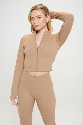 Seamless Ribbed Tracksuit Zip-up Two-Piece Set - 1985 the VAULT Boutique