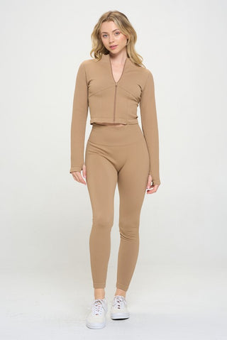 Seamless Ribbed Tracksuit Zip-up Two-Piece Set - 1985 the VAULT Boutique