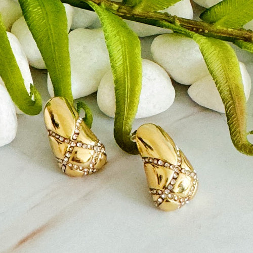 Pattern Pave Teardrop Stud Earrings - 1985 the VAULT Boutique