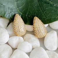 Paved Teardrop Stud Earrings - 1985 the VAULT Boutique